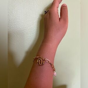 Gold Paperclip Charm Bracelet